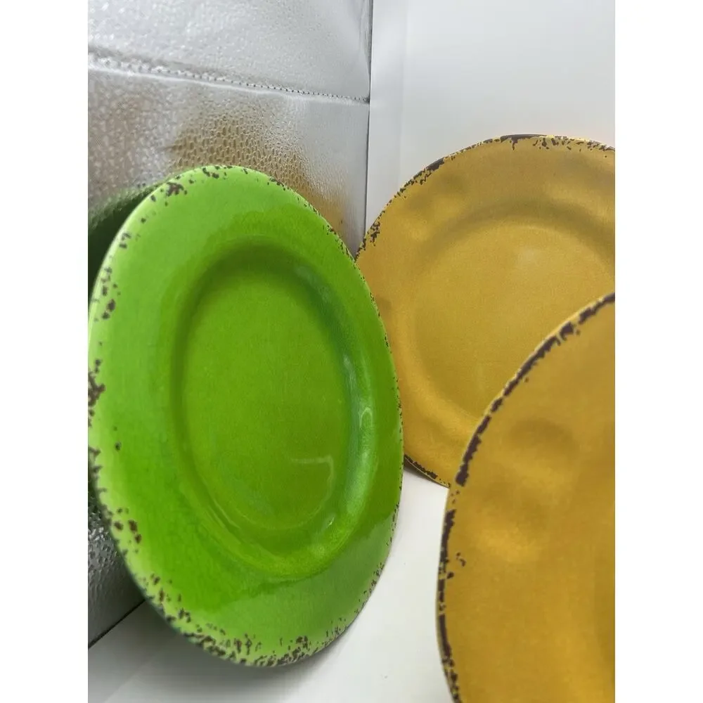 Pier 1 Carmelo Beautiful Colors Melamine Rustic 8.5” Plates Set of 10.